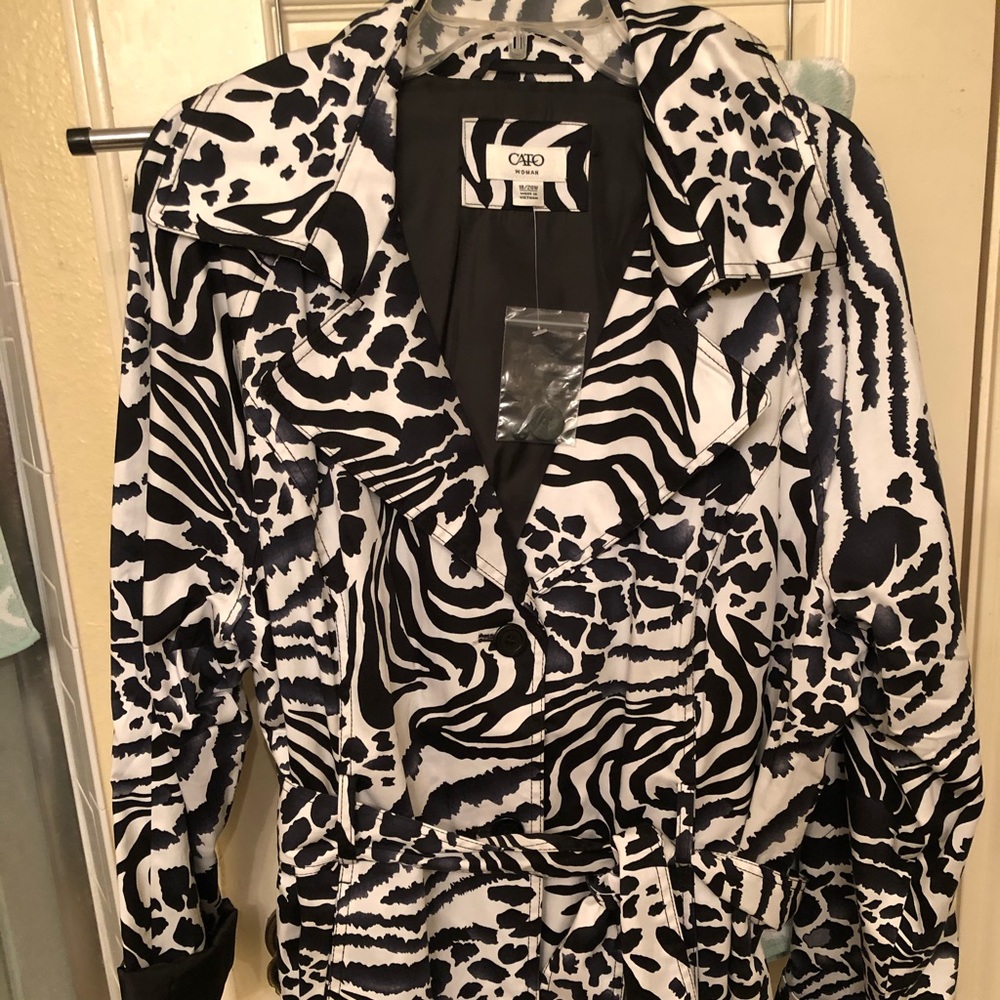 Cato animal print lightweight pea coat